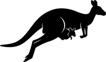 Silhouette of a kangaroo in motion, showcasing its powerful legs in minimal art vector