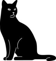 Black cat sitting elegantly in a flat, minimal design style art vector