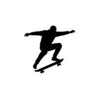 Skateboarder performing an impressive jump in a flat, dynamic style art vector