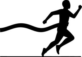 Silhouette of a runner in motion with flowing ribbon design, dynamic and energetic flat art vector