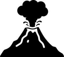 Erupting volcano with billowing smoke cloud in minimalistic flat art vector