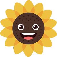 Happy sunflower character with a smiling face in a flat design art style vector