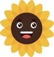 Happy sunflower character with a cheerful expression in flat art style vector