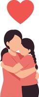 Two women embracing each other in a heartwarming scene with minimal flat design art vector