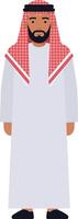 A man in traditional attire with a red checkered headscarf in flat art vector