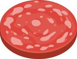 Round slice of pepperoni with detailed texture in flat design style art vector