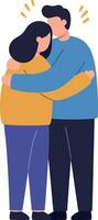 A couple embracing joyfully in a warm and colorful flat illustration vector