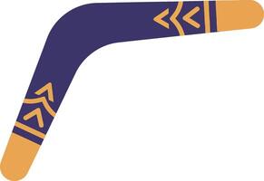 Boomerang with geometric patterns in purple and orange flat art vector