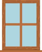 Wooden window frame with four panes showcasing a minimalist flat art style vector