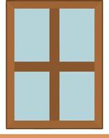 Simple wooden window design in flat style with soft blue panes and brown frame, illustration vector
