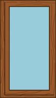 Rectangular wooden frame with a light blue mirror surface in a flat illustration vector