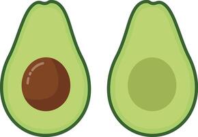 Detailed illustration of sliced avocados in a flat style showcasing texture and color variations in art vector