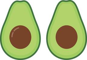 Two halves of a ripe avocado in minimal flat design art vector