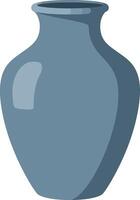 Blue ceramic vase with a smooth finish in a minimal flat design art vector