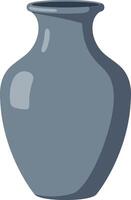A detailed grey ceramic vase in a minimal style showcasing smooth curves and a classic design, perfect for art vector