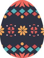 Decorative egg with vibrant floral patterns in flat style art vector