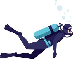 A scuba diver exploring underwater depths in a flat illustration vector