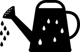 Black watering can pouring water in a minimalistic flat illustration vector