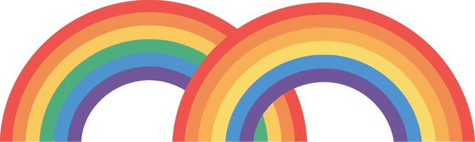 Two vibrant rainbows in a colorful flat design style representing joy and positivity art vector
