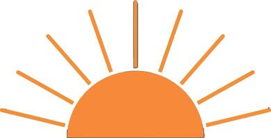 Sun rising with rays in a flat design style, warm colors, cheerful mood, art vector