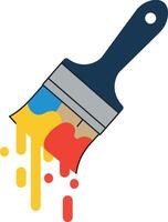 Paintbrush dripping vibrant colors in minimal flat design art vector