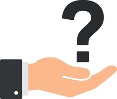 Hand holding a question mark in a minimal flat design illustration vector
