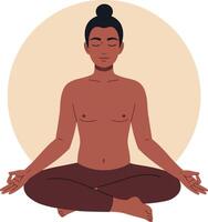 Meditating person in a serene pose with minimalist design style art vector