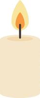 Simple white candle with a flickering flame in a flat design art vector