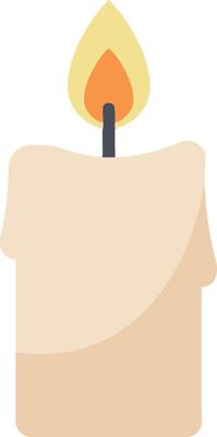 Candle with a Flickering Flame in a Minimalist Flat Design Art