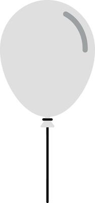 A single white balloon floating gently with thin black string in a minimal flat design illustration