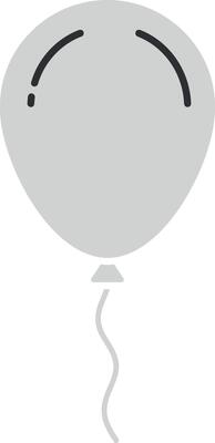 Simple grey balloon with a string in a minimal flat design style art