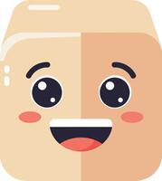Cute smiling cartoon character cube with expressive eyes and joyful demeanor in flat art vector