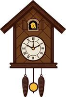 Traditional cuckoo clock design in flat style showcasing intricate woodwork and a playful bird art vector