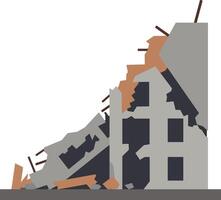 Crumbling building debris with jagged edges and scattered rubble in a flat illustration vector