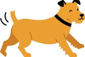 Happy golden dog playfully trotting in a minimal illustration style with a cheerful expression, showcasing joy and energy in art vector