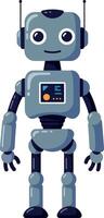 Friendly robot character in flat design smiling with animated features in art vector