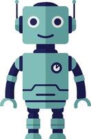 Cute smiling robot character in flat design style showcasing friendly expression in art vector