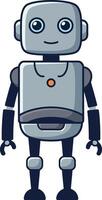 Friendly robot character design in a flat style showcasing a cheerful expression and engaging demeanor in art vector