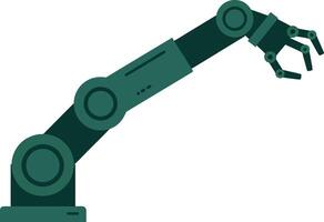 Robotic arm designed in flat style showcasing precision mechanics in a modern industrial setting illustration vector