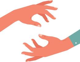 Two hands reaching towards each other in a minimal and warm illustration vector