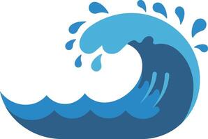 Dynamic ocean wave in vibrant blue tones showcasing a flat design style illustration vector