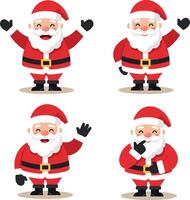 Cheerful Santa Claus in four playful poses with flat design style art vector