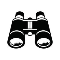 Binoculars Illustration With Forest Trees Inside Lenses On White Background vector