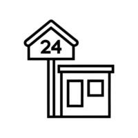 Twenty Four Hour Service Building Minimalistic Graphic Illustration vector