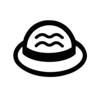 Simplified Icon Of Retro Summer Beach Hat In Black And White vector