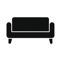 Minimalist Sofa Icon Black Silhouette Isolated On White Background Simple Furniture Design vector