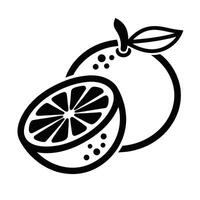 Minimalist Orange Illustration Whole Fruit And Half Cut Citrus Fruit Icon vector