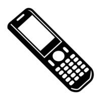 Black Silhouette Of An Old Style Mobile Phone With Keypad And Antenna vector