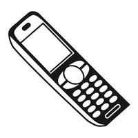 Cordless Telephone Illustration Black And White Simple Design For Communication vector