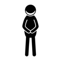 Happy Smiling Stick Figure Person With Hands Clasped In Minimalist Style vector
